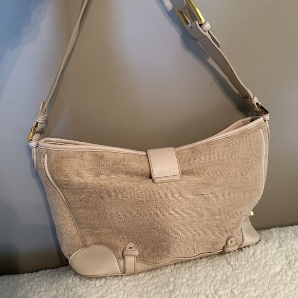 Vintage 90s Etienne Aigner Shoulder Bag Neutral Beige Textured Jute Barbiecore - Picture 4 of 16